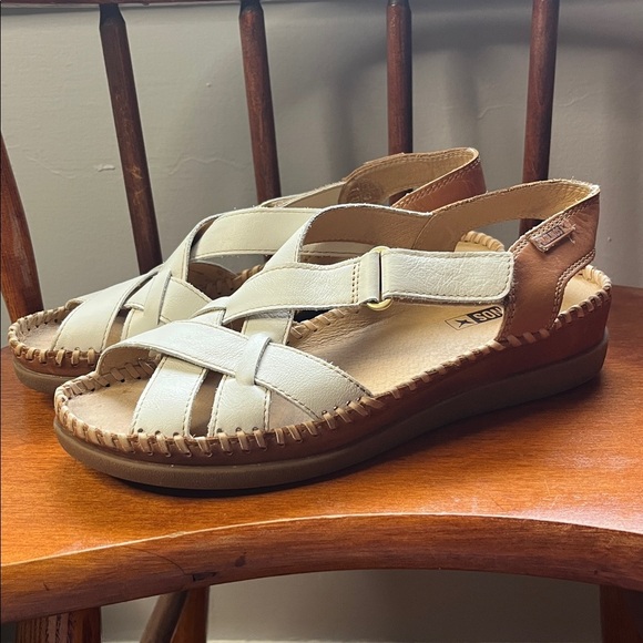 NWOT Pikolinos Cadaqués Leather Tan and White Sandal Size 37 - Picture 5 of 15